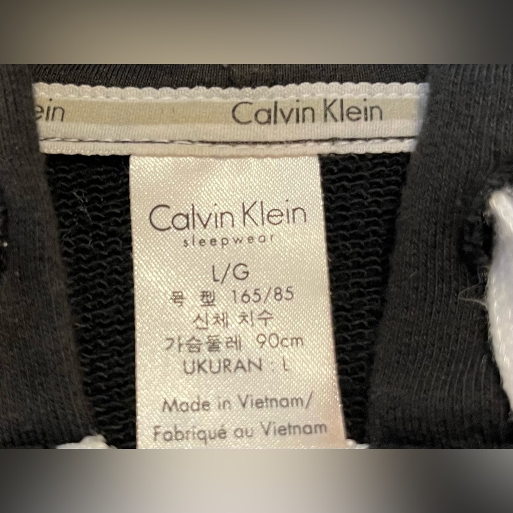 Calvin Klein Black Zip-Up Hoodie with White Trim women large pockets - Picture 9 of 10
